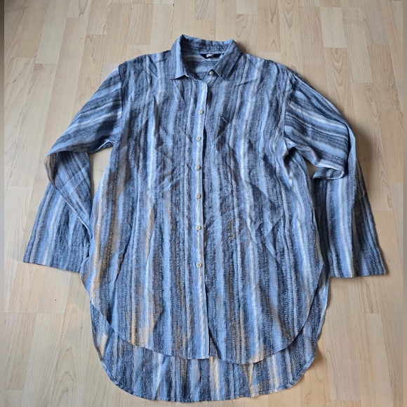 Lands End 100% Linen Button Down Tunic Size Medium - Picture 2 of 11